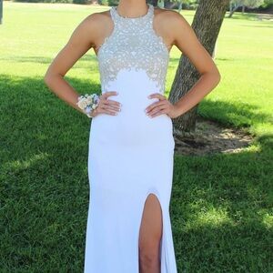Sherri Hill White and Silver Prom Dress